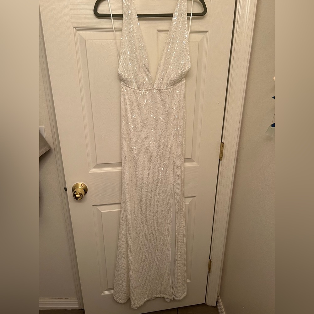 White sequin maxi dress